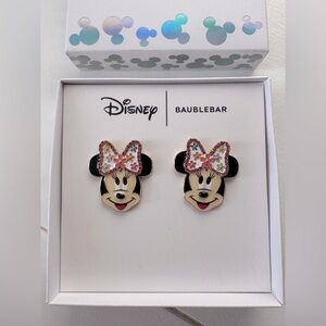 Disney BaubleBar Minnie Mouse Earrings with Multi Color Floral Print Bows